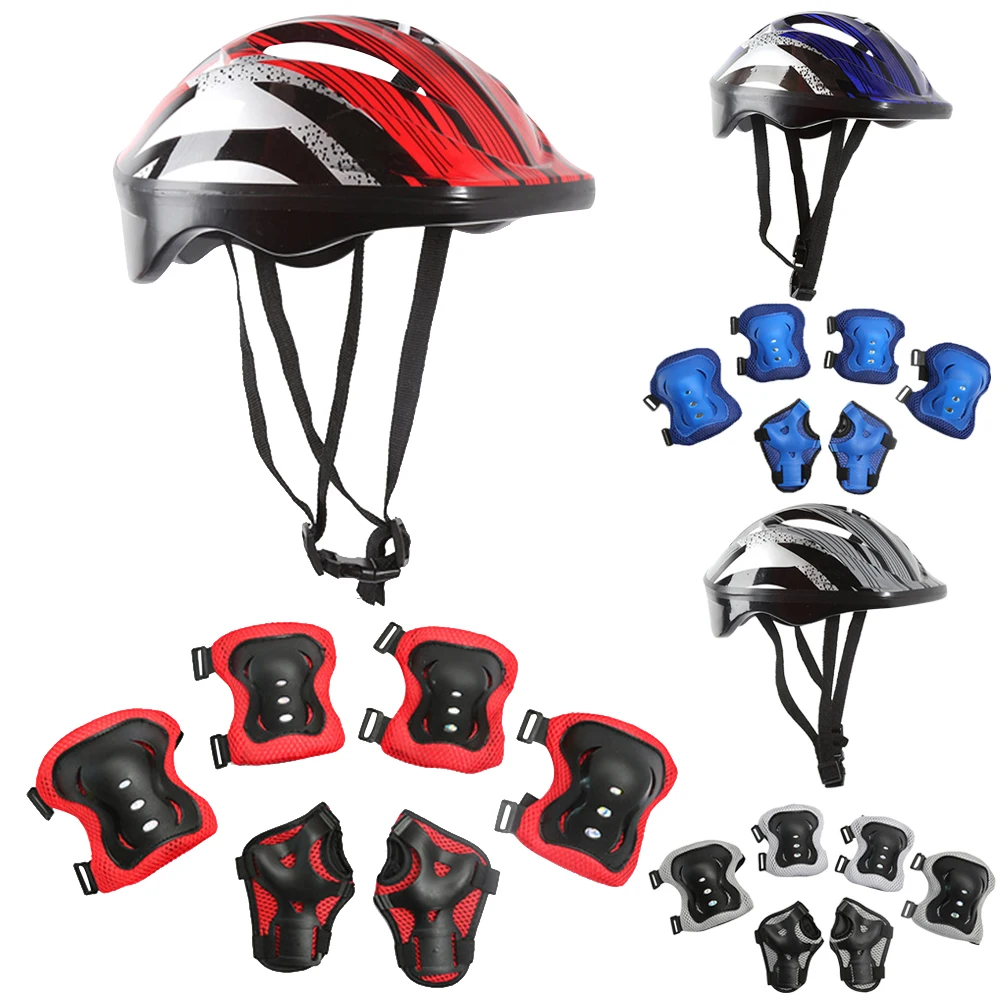 Cycling Gear Of The Year - 7-teiliges Fahrrad-Sport-Schutzausrüstungsset, verstellbares Sicherheits-Skate-Helm- und Polster-Set
