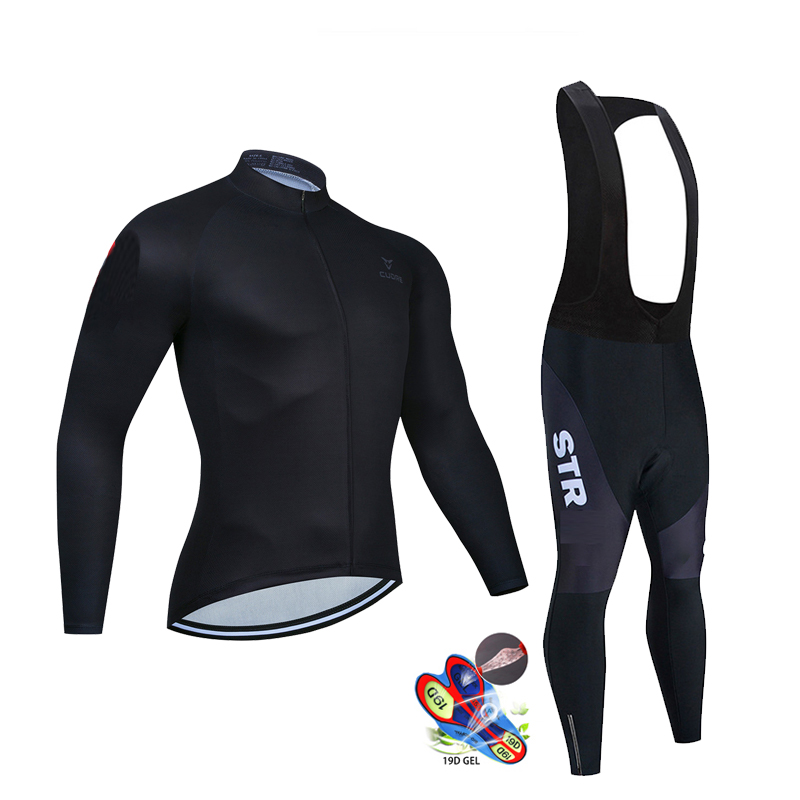 Cycling Gear Leaderboard - Herbst Schwarz Radfahren Jersey Set Langarm