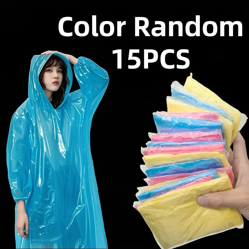 Cycling Gear Duffle - 15/30 Stück transparenter Einweg-Regenponcho in zufälliger