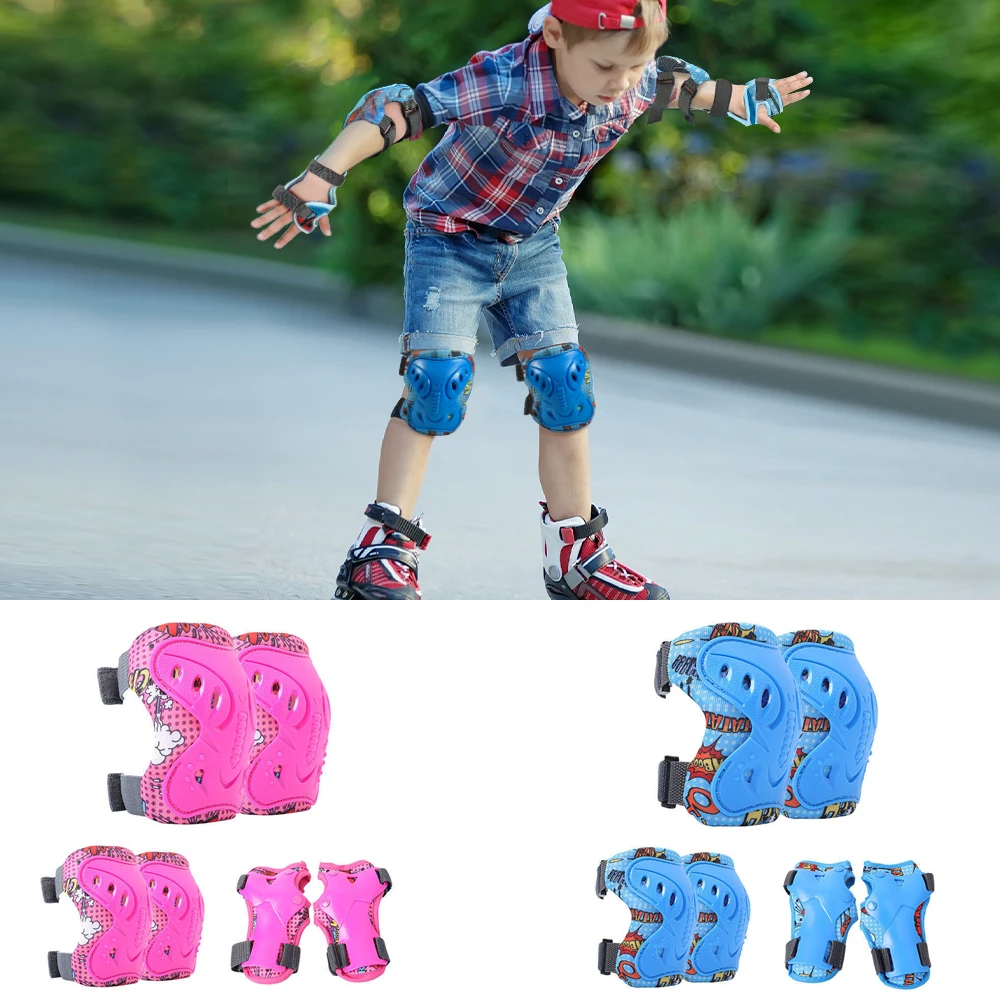 Cycling Gear Of The Year - 6-teiliges Kinder-Knieschützer- und Ellbogenschützer-Set mit Handgelenkschutz,